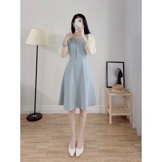 Đầm nhung tăm phối tay tơ