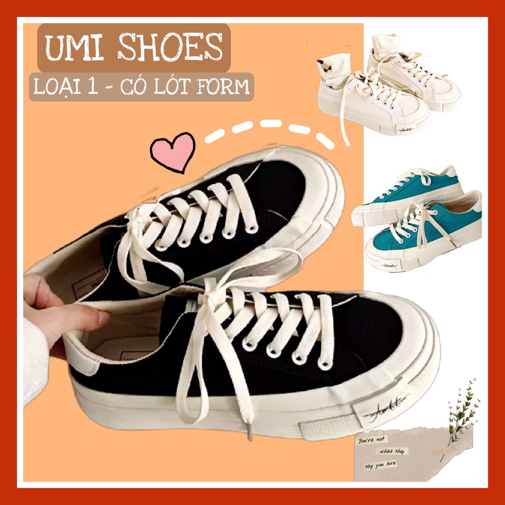 Giày thể thao nữ đế bằng bánh mì basic độn đế vải canvas bata mới hot phong cách retro ulzzang đẹp cá tính đẹp