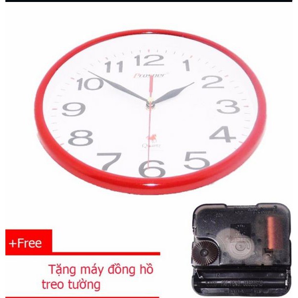 Đồng Hồ Treo Tường (P1)  PROSPER  -  25cm (đỏ)+ Tặng máy đồng hồ treo tường