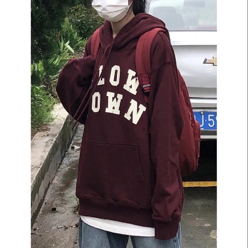 Áo Hoodie Slow Màu Đỏ Mận Siêu Hot, Áo Mũ 2 Lớp Form Rộng In Chữ Trẻ Trung Màu Sắc Nổi Bật