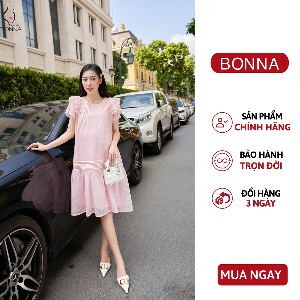 Đầm bầu dự tiệc BONNA chất ren mềm cao cấp, dáng váy suông đuôi cá với phần tay cánh tiên sang trọng, thanh lịch VS226