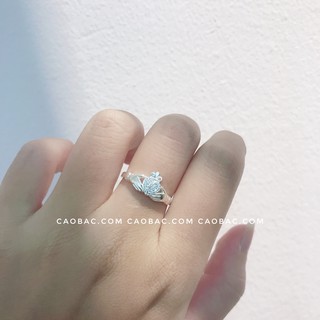 Nhẫn bạc ta đep💝freeship💝nhẫn bàn tay ôm tim đá