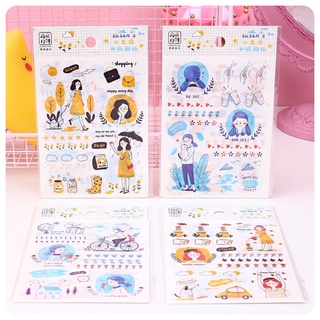 Enjoymore Set 4 Tấm Hình dán Washi Nhật Ký 1 Ngày Của Susan Sticker Trang Trí Sổ tay, Planner, Bullet Journal