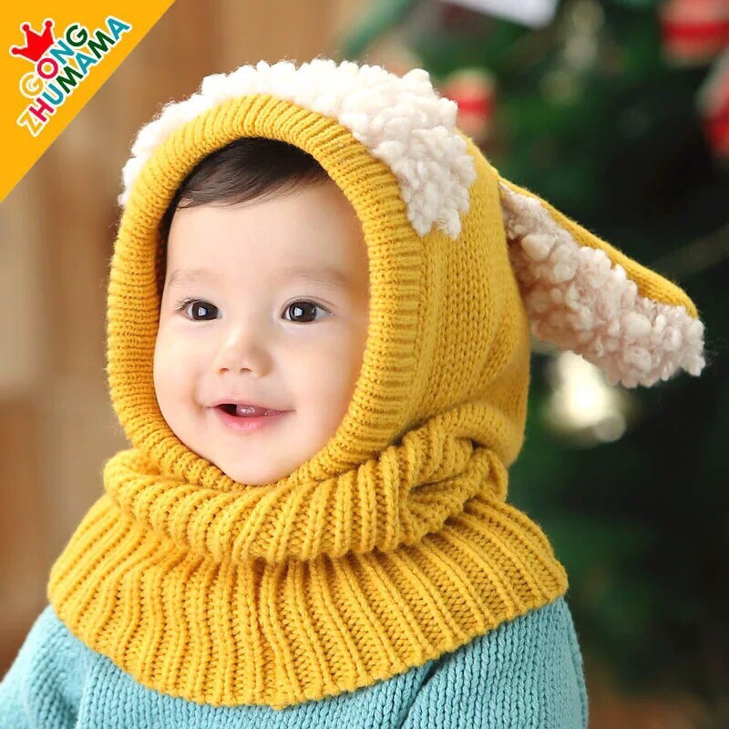 Mũ Len Tai Cừu kèm khăn cho bé