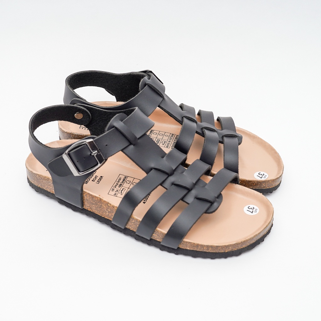 [ Lót Chống Nước ] DK12 - Sandal Birken Đế Trấu Thiết Kế Quai Chiến Binh Da Bò Unisex Nam và Nữ Qua Bioline Vietnam