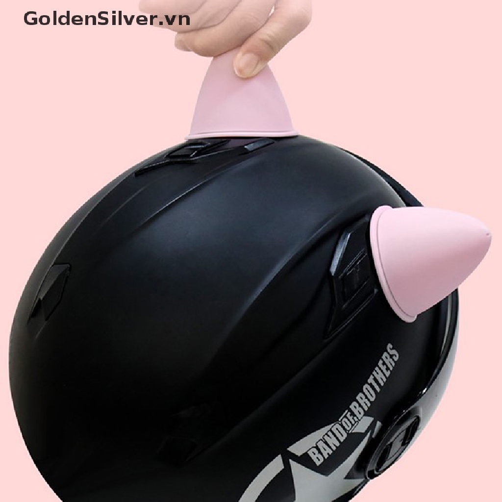 Set 2 Miếng Dán Trang Trí Mũ Bảo Hiểm Hình Tai Mèo Dễ Thương