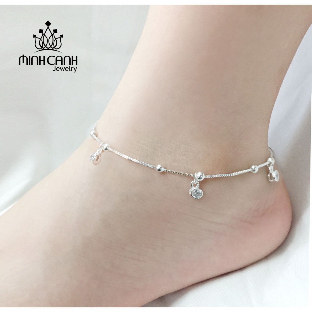 Lắc Chân Bạc Ý S925 Hạt Treo Đá - Minh Canh Jewelry