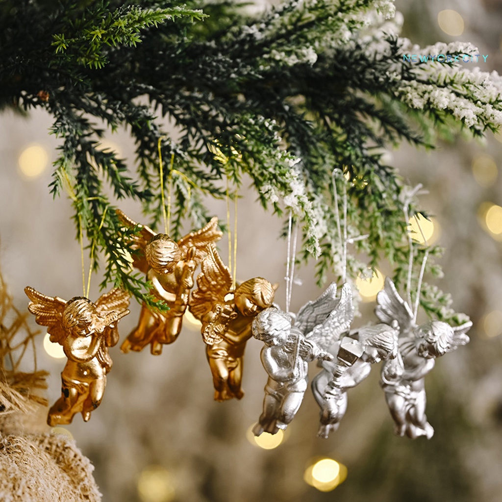 Set 4 / 6 Mặt Dây Bằng Nhựa Thân Thiện Với Môi Trường Treo Trang Trí Cây Thông Giáng Sinh