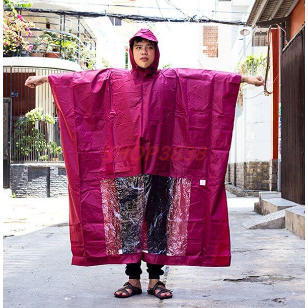 Áo Mưa Cánh Dơi Vải Dù Thân Rộng Có Kính Đèn 1m6 An Toàn
