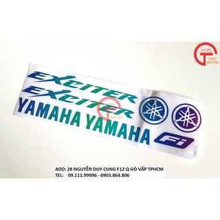 TẤM TEM CHỮ VÀ LOGO PHẢN QUANG DÁN XE YAMAHA EXCITER BẰNG DECAL , CHỐNG NƯỚC