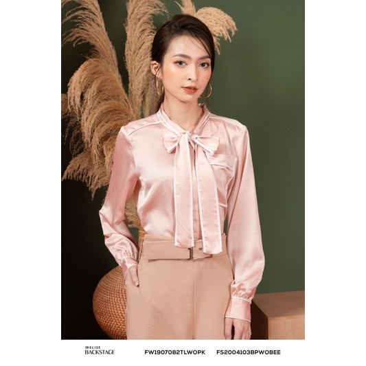 Áo sơ mi tay dài cổ buộc nơ Elise