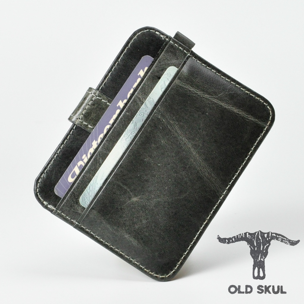 Ví mini đựng thẻ da bò thật V031, card holder đựng vừa giấy tờ xe và thẻ thang máy