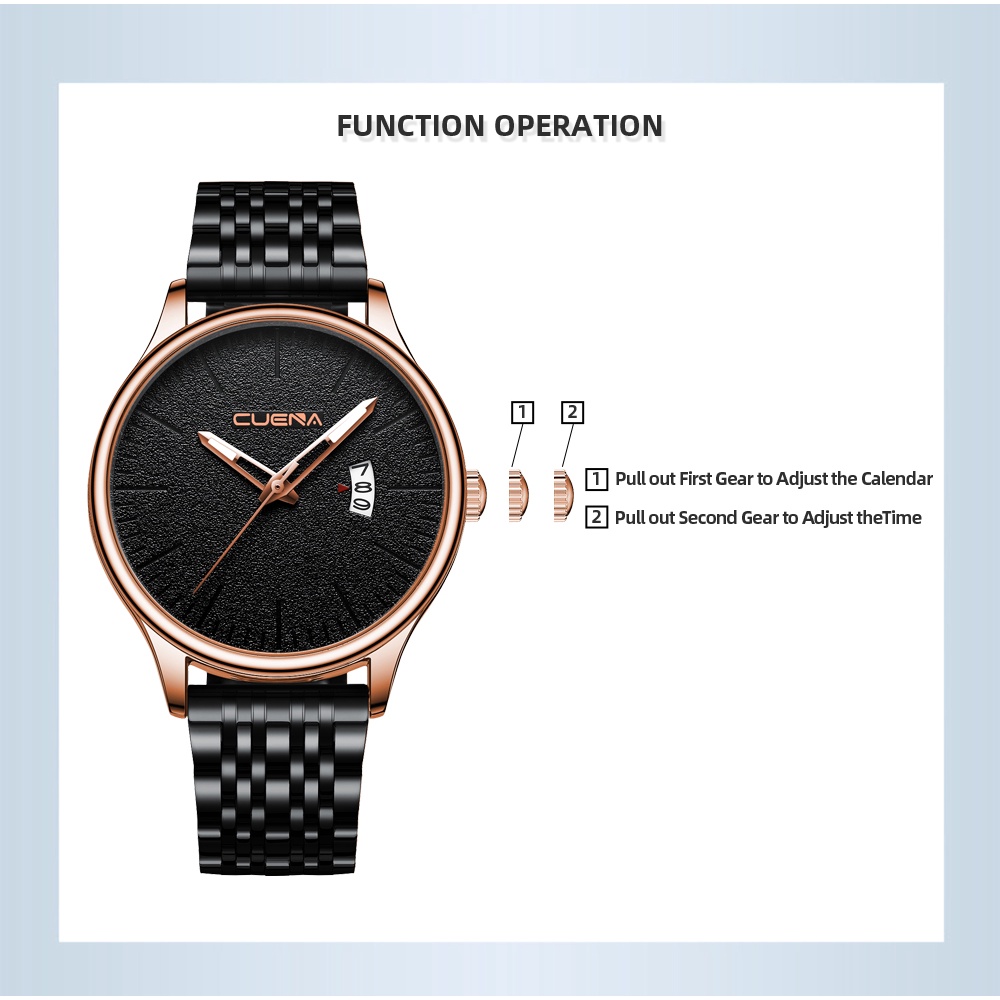 Đồng hồ thạch anh CRRJU 6026 bằng thép không gỉ chống thấm nước thời trang cao cấp cho nam