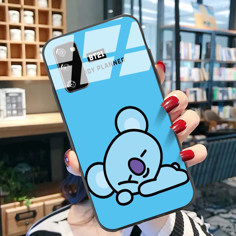 Samsung Case Samsung Galaxy A51 A50 A32 A21S A21 A20S A30S A50S BTS BT21 Cute TATA RJ CHIMMY COOKY SHOOKY MANG KOYA VAN Casing Phone Case GLASS CASE protective Cover