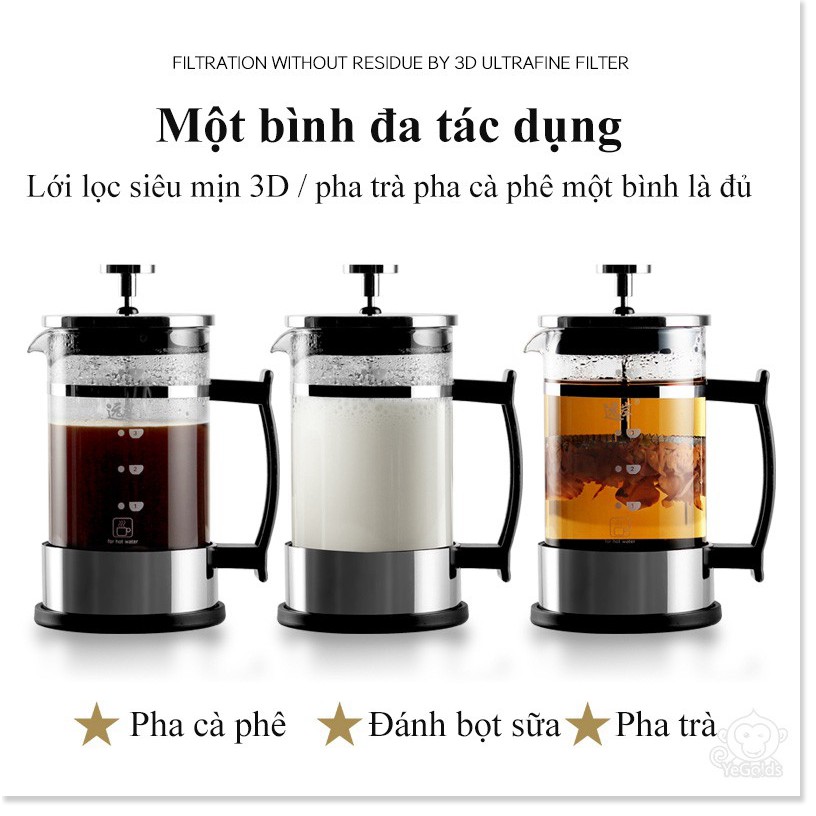 Bình pha cà phê pha trà 2in1 phương pháp ép kiểu Pháp 600ml