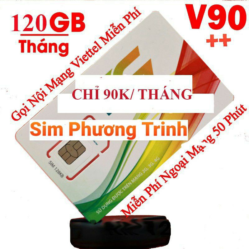 Sim 4G Viettel gói V90 mới{V120Z} 120GB/tháng, free gọi nội mạng, 90k/tháng