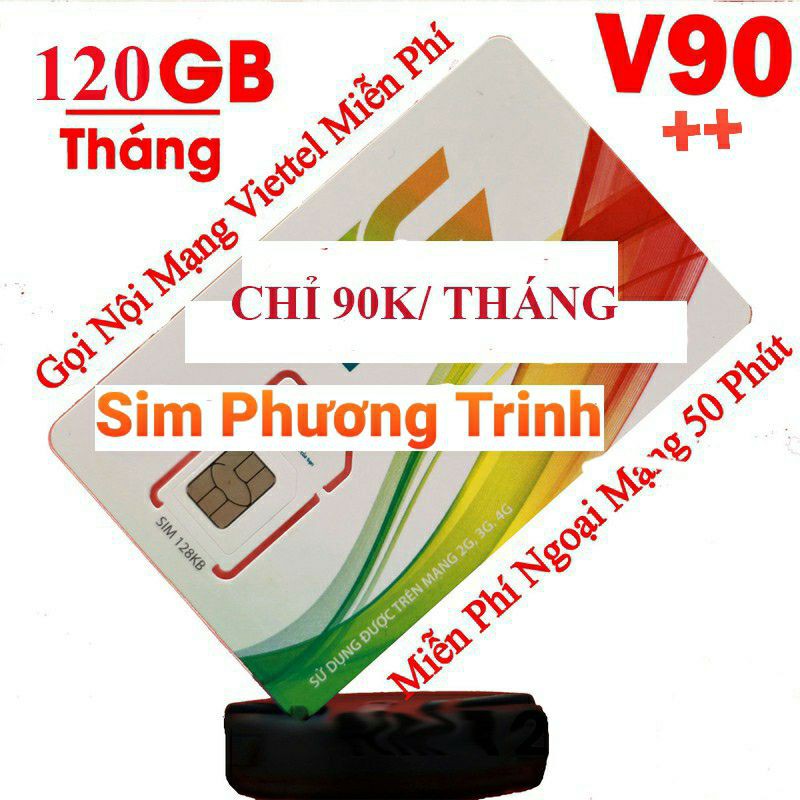 [Free 30 Ngày] Sim 4G Viettel gói V90 mới{V120Z} 120GB/tháng, free gọi nội mạng, 90k/tháng