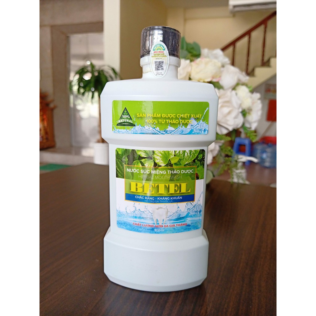 Nước súc miệng thảo dược Betel 500ml, vị trầu không - ngừa sâu răng, trị hôi miệng, hỗ trợ cai thuốc lá