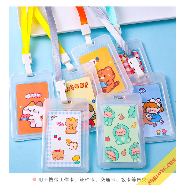 Dây đeo thẻ trong suốt K63 bao đựng thẻ cute card holder đựng thẻ sinh viên học sinh, thẻ bus dễ thương
