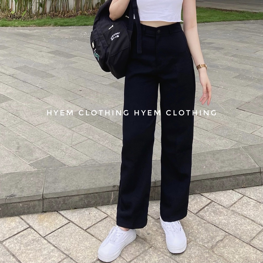 Quần Ống Suông Dài Quần Ống Sớ Rộng Cạp Siêu Cao Lưng Siêu Cao Khóa Trước-Hàng Thiết Kế | BigBuy360 - bigbuy360.vn