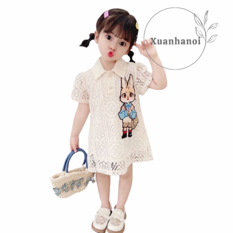 Váy bé gái ren vải cao cấp thêu thỏ 8-32kg XHN1048