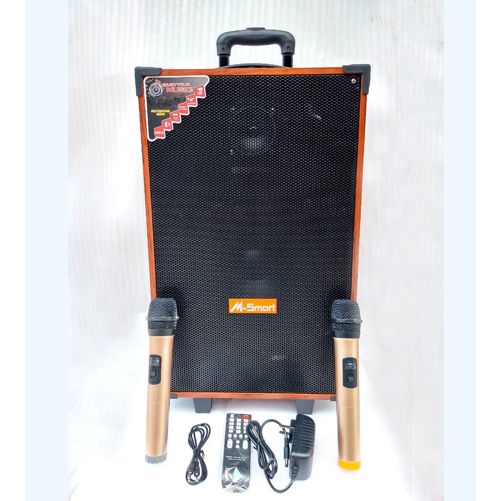 Loa kéo 3 tấc M-smart MS-V12, công suất lớn, bass trầm ấm, âm thanh chuyên nghiệp, 2 micro