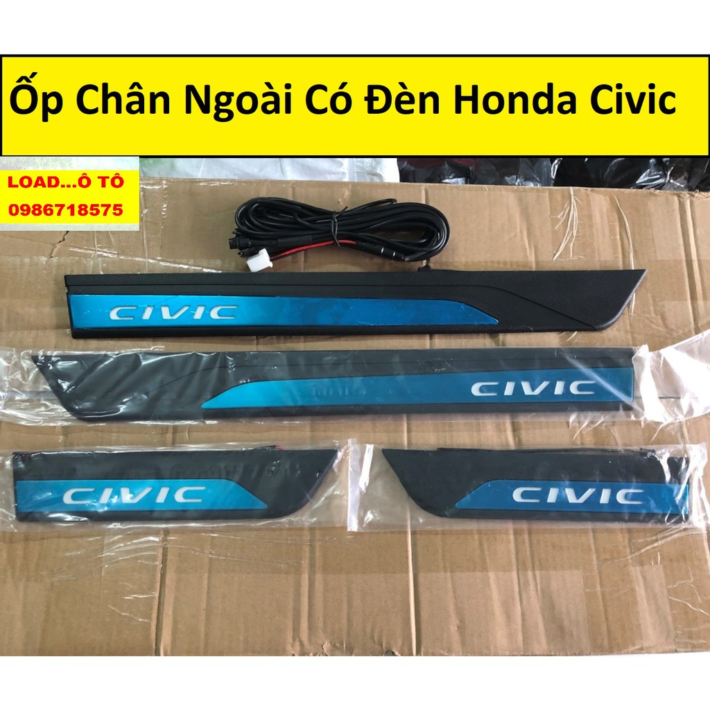 Ốp Bậc Chân Ngoài Có Đèn Xe Honda Civic 2018-2021 Cao Cấp, Nhựa ABS