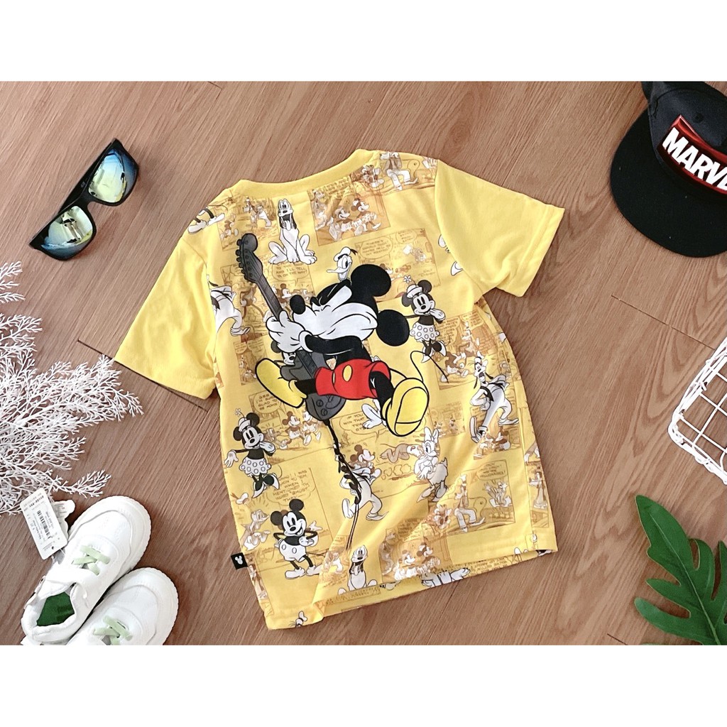 Áo cộc tay RIO-  Áo phông mickey vàng chất cotton hàng có sẵn kem ảnh thật, video