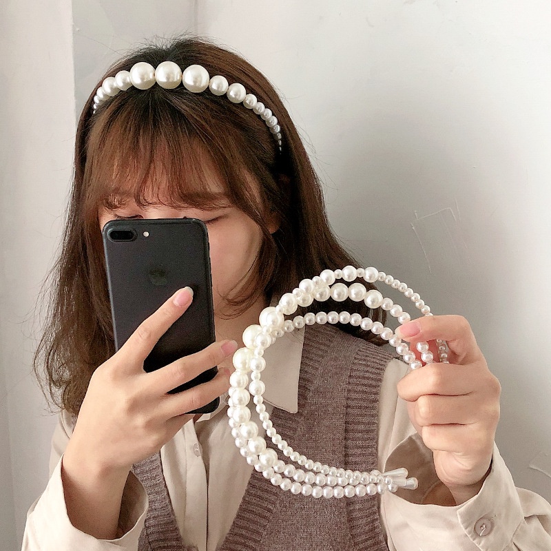 Băng Đô Cài Tóc Đính Hạt Ngọc Trai Lớn Thời Trang Dành Cho Nữ