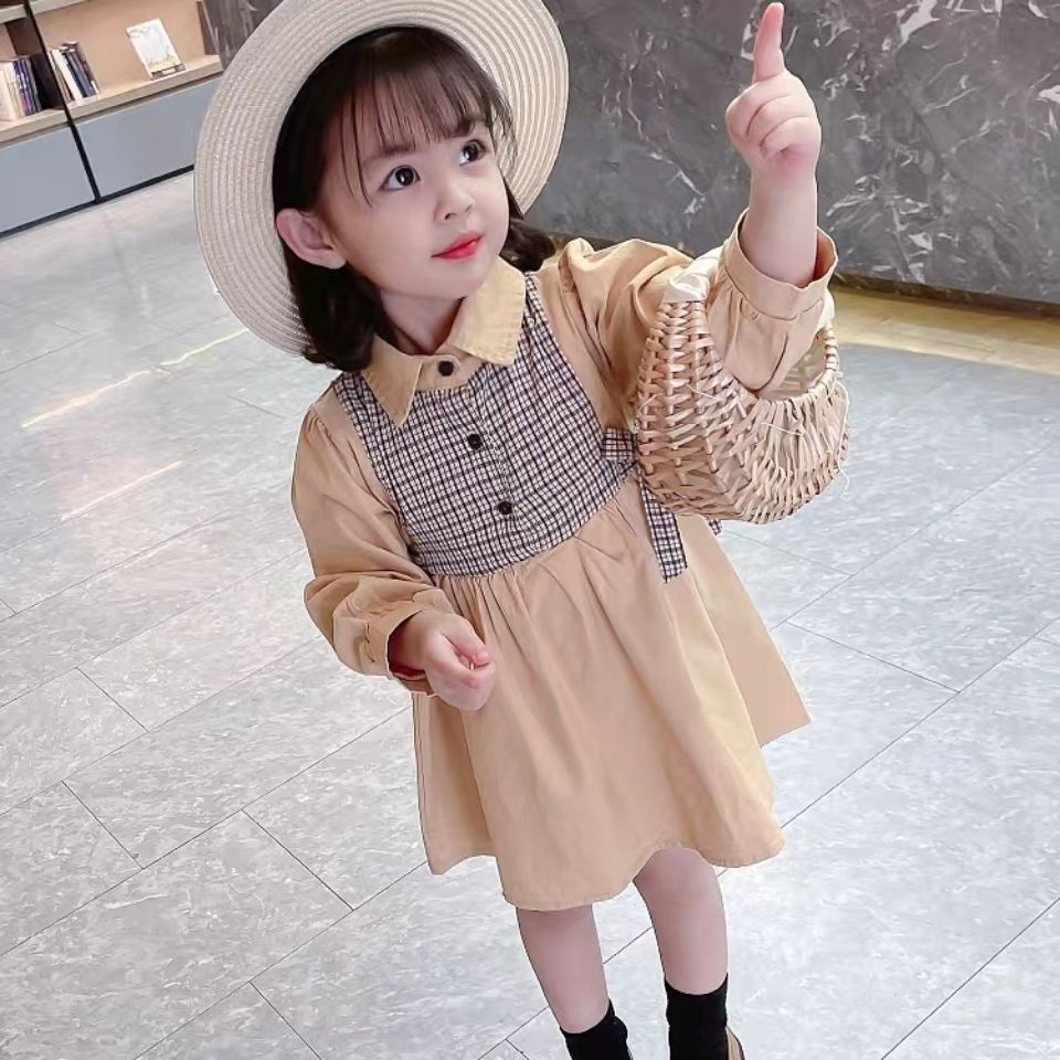 Đầm Công Chúa Tay Dài Phong Cách Hàn Quốc Thời Trang Xuân Thu 2022 Dành Cho Bé Gái 1-6 Tuổi