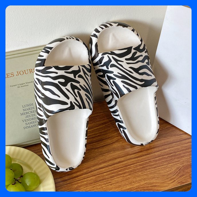 Dép nam nữ bánh mì cao cấp quai ngang thời trang đi êm nhẹ đế cao chống trượt cho học sinh sinh viên họa tiết ngựa vằn