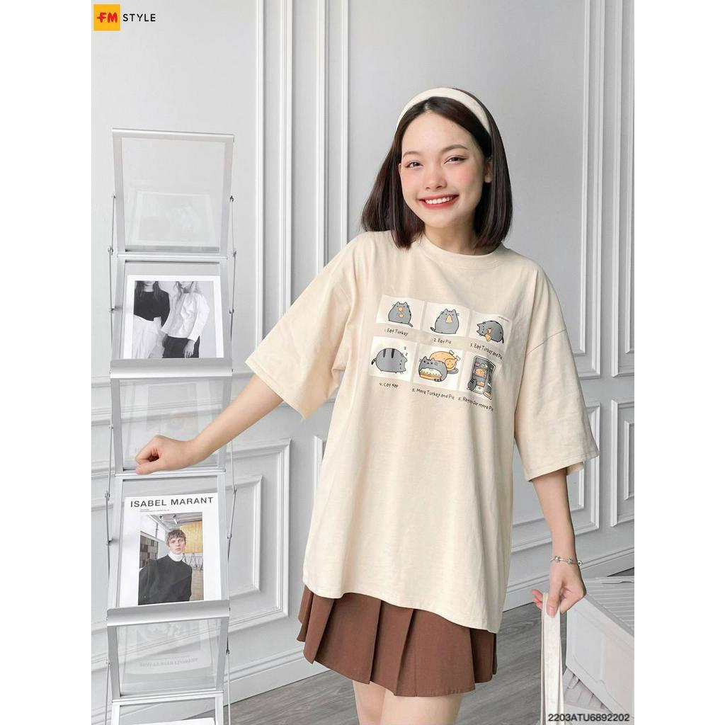 Áo thun tay lỡ form rộng FM STYLE đẹp oversize chất vải cotton mềm mịn thiết kế hình in dễ thương nhiều màu 210120021