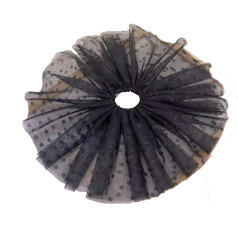 Dây Cột Tóc Co Giãn Bọc Vải Chiffon Họa Tiết Chấm Bi