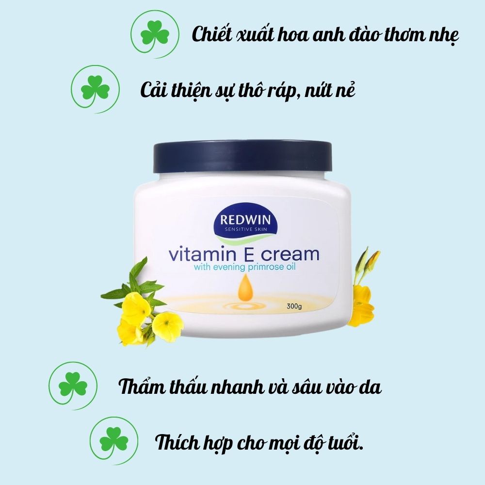 Kem dưỡng da Redwin Vitamin E Cream Úc mềm mịn sáng bóng 300 gr - Shop Lavenic