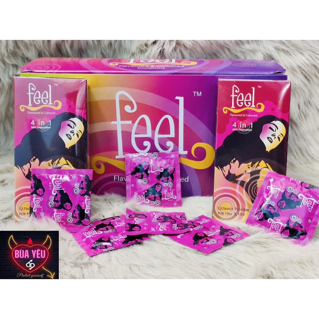 COMBO 2 Bao cao su Gai Feel 4 in 1  gân gai kéo dài thời gian - Hương dâu,Hộp 12 bao,Sự kết hợp hoàn hảo