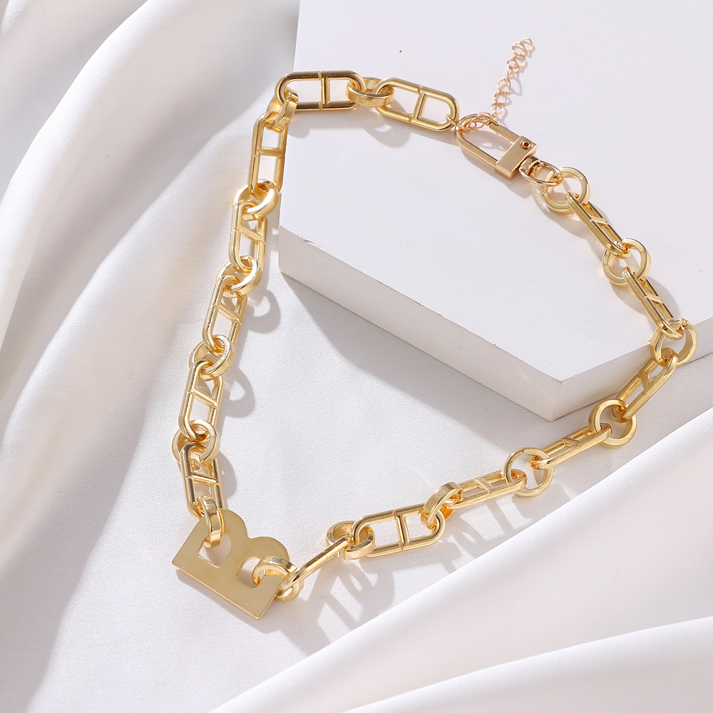 Dây Chuyền Kim Loại Mặt Chữ B Thời Trang Cá Tính Cho Nữ