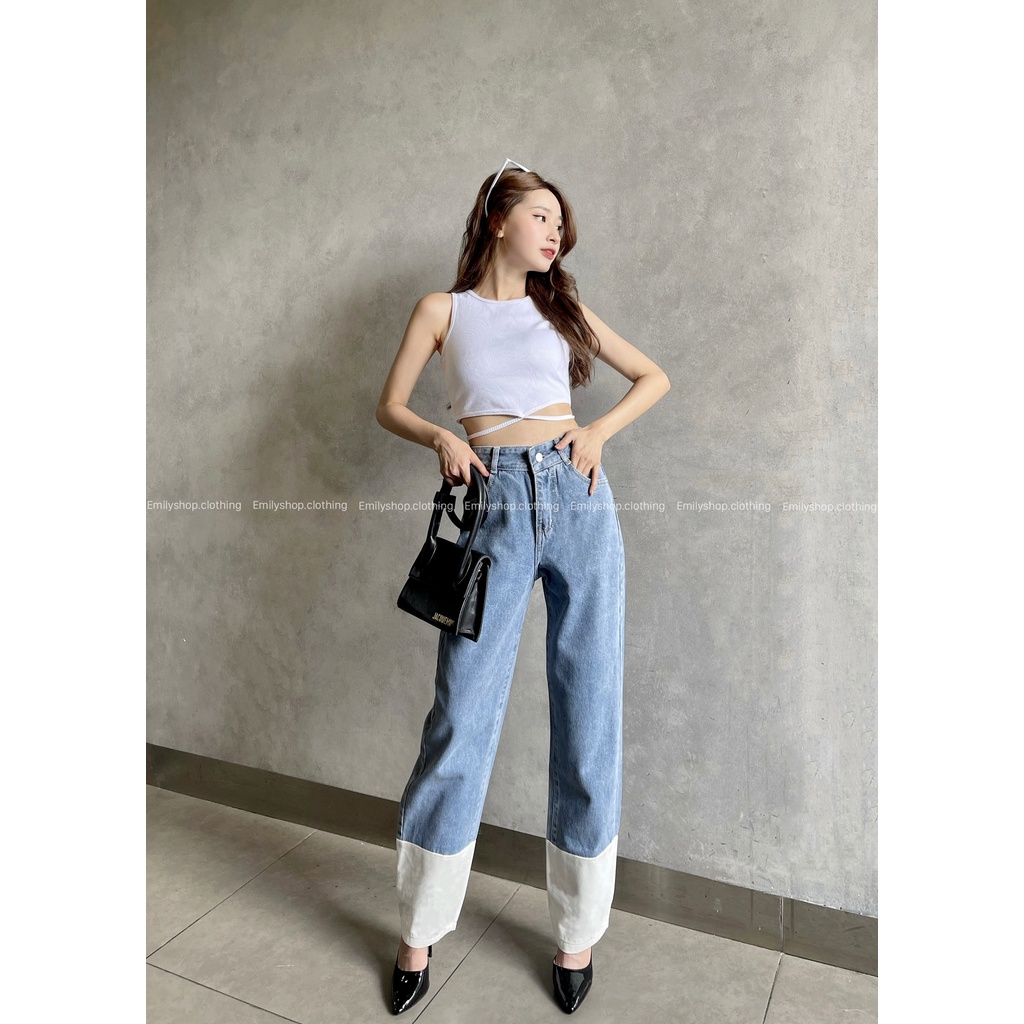Quần jeans nữ ống rộng Emilyshop ulzzang