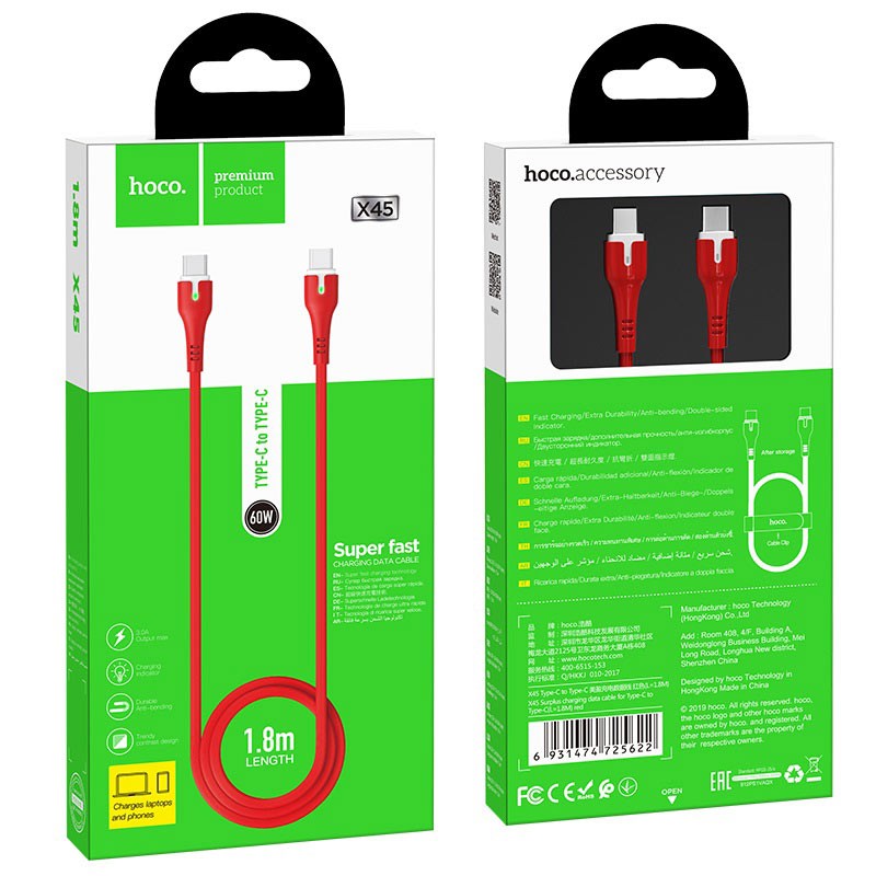 DÂY CÁP SẠC NHANH HOCO X45 60W CHO ĐIỆN THOẠI ANDROID ss OPPO 1M ĐÈN LED