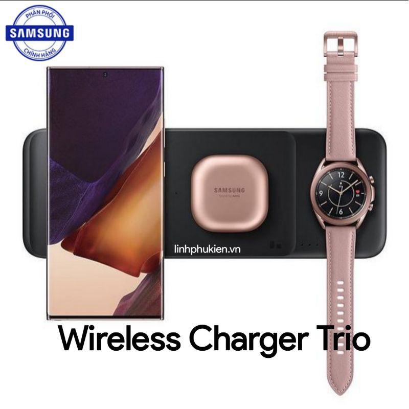 [Mã SKAMPUSHA7 giảm 8% đơn 250k]Đế sạc nhanh không dây 3 trong 1 Samsung Wireless Charger Trio EP-P6300 chính hãng