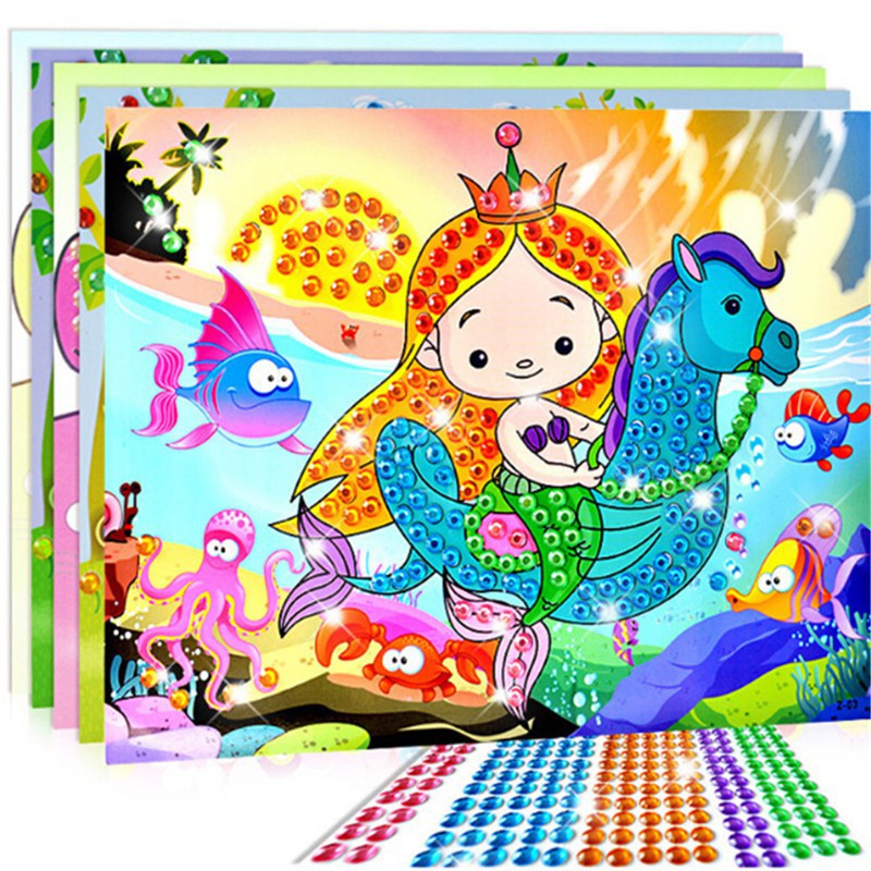 Bộ Tranh Đính Đá 5D Tự Làm Họa Tiết Hoạt Hình Dễ Thương Cho Bé