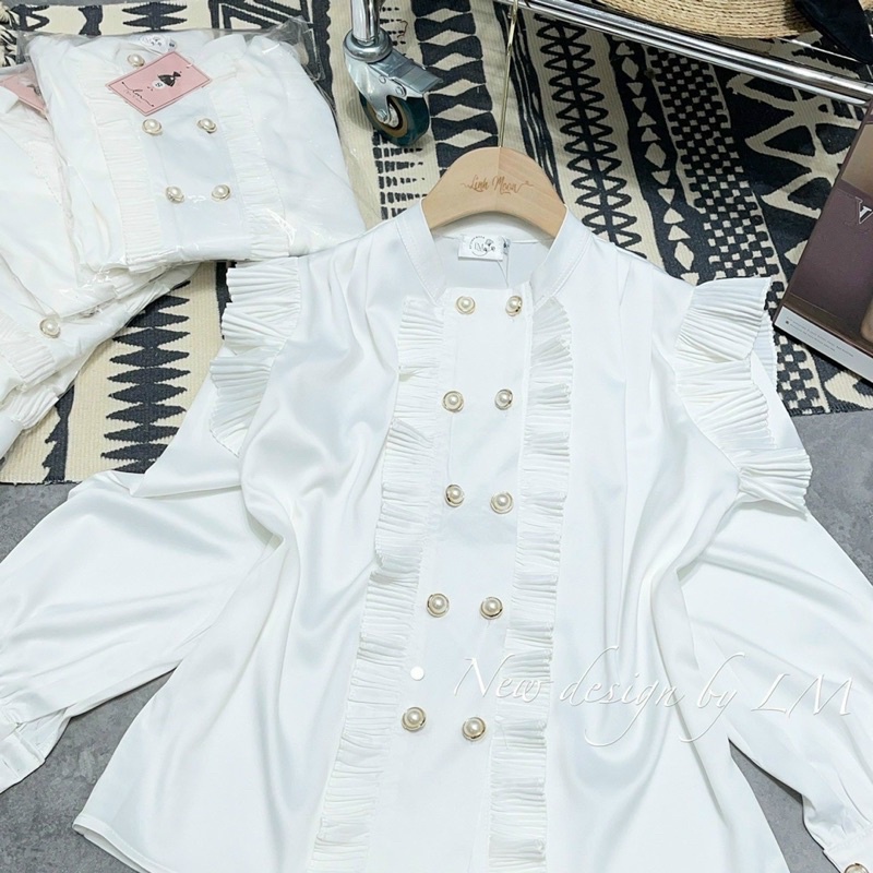 [HÀNG SẴN]ÁO SƠMI HOÀNG GIA LI BÈO cúc đôi siêu sang chảnh