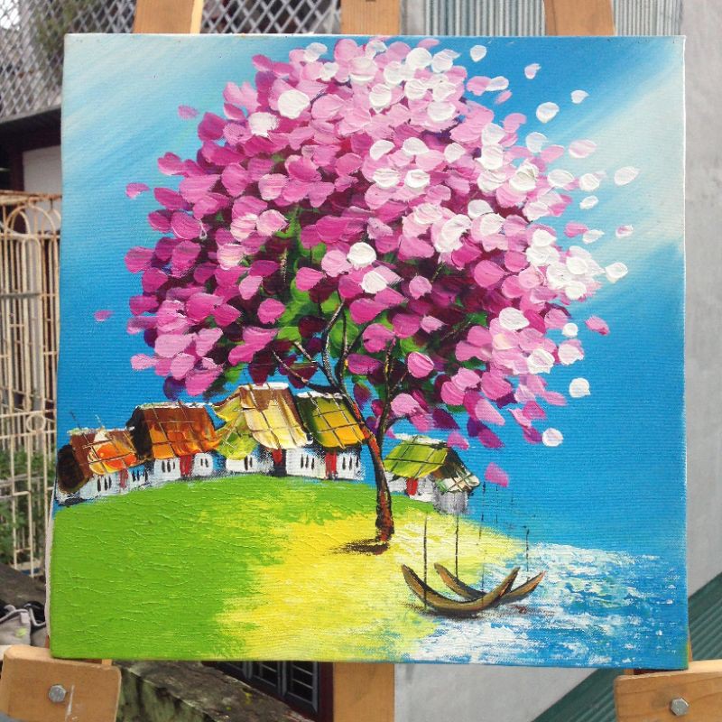 _TRANH SƠN DẦU PHONG CẢNH BẾN ĐỖ