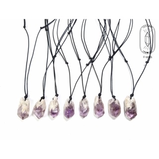 Dây chuyền mầm tím Amethyst thô tự nhiên dây rút điều chỉnh độ dài