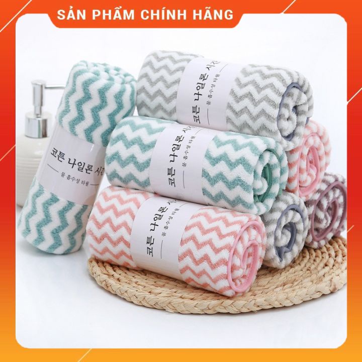 Khăn mặt kẻ Hàn Quốc kt 50x35 cm cao cấp loại 1 có dòng kẻ hot