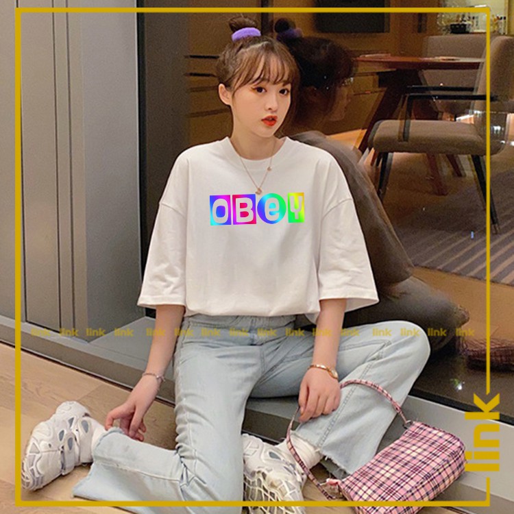 Áo phản quang OBEY BTS tay lỡ unisex ( Đen, Trắng )