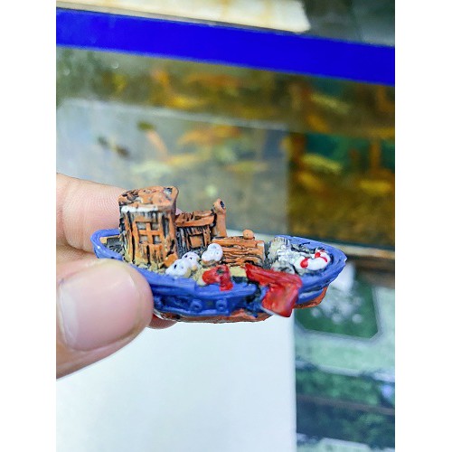 THUYỀN TRANG TRÍ HỒ CÁ NON BỘ 6X3X3CM