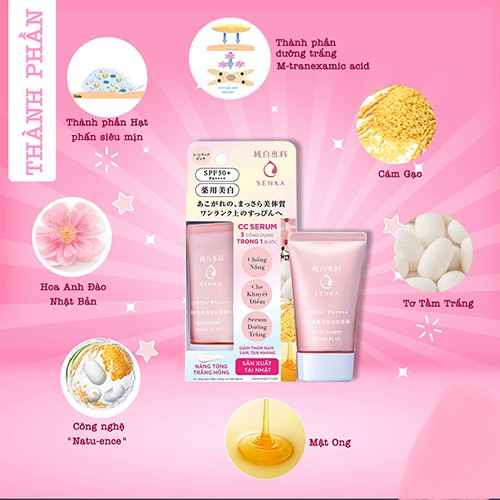 Tinh Chất Chống Nắng Senka White Beauty CC UV SPF 50+ PA++++ 40g