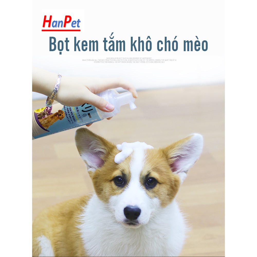 Bọt tắm khô chó mèo chuột hamster (Bọt kem tắm Hàng Nhật bản) chai 100ml Tắm thú cưng không cần nước