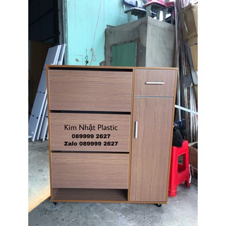 Tủ giày thông minh màu gỗ đậm- nhựa freeship