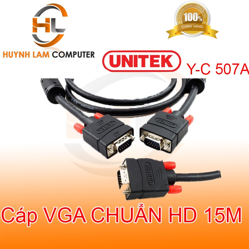 Cáp VGA 15m Unitek YC507A/G chuẩn HD cho màn hình LCD